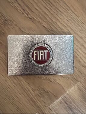Fiat Belt Buckle Silver Tone Vintage  Branded w/ Laurel Wreath Logo 3.25 x 2"